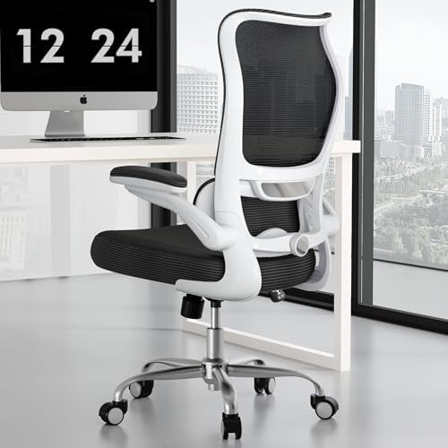 TRALT Ergonomic Office Chair   Desk Chair with Wave High Back Adjustable Lumbar Support Computer Chair   Gaming Chairs Mesh Backrest and PU Leather Seat for Home Reading Chairs to Adults Black 