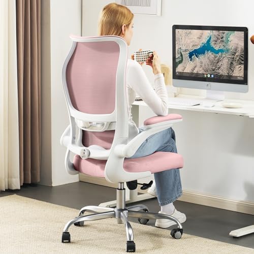 TRALT Ergonomic Office Chair   Desk Chair with Wave High Back Adjustable Lumbar Support Computer Chair   Gaming Chairs Mesh Backrest and PU Leather Seat for Home Reading Chairs to Adults Black
