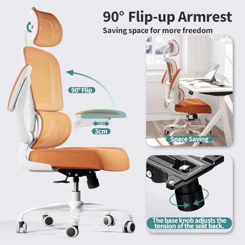 TRALT Office Chair Ergonomic Desk Chair  330 LBS Home Mesh Office Desk Chairs with Wheels  Comfortable Gaming Chair  High Back Office Chair for Long Hours  Beige 