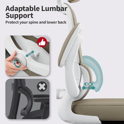 TRALT Office Chair Ergonomic Desk Chair  330 LBS Home Mesh Office Desk Chairs with Wheels  Comfortable Gaming Chair  High Back Office Chair for Long Hours  Beige 