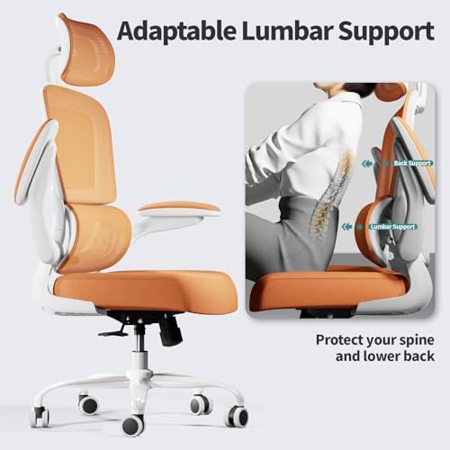 TRALT Office Chair Ergonomic Desk Chair  330 LBS Home Mesh Office Desk Chairs with Wheels  Comfortable Gaming Chair  High Back Office Chair for Long Hours  Beige 