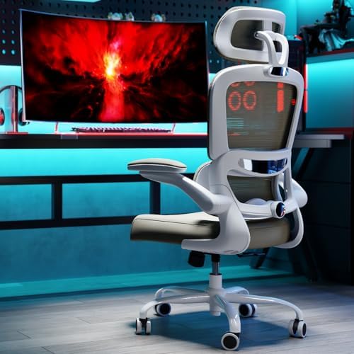 TRALT Office Chair Ergonomic Desk Chair  330 LBS Home Mesh Office Desk Chairs with Wheels  Comfortable Gaming Chair  High Back Office Chair for Long Hours  Beige 