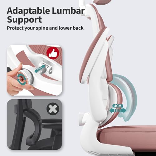 TRALT Office Chair Ergonomic Desk Chair  330 LBS Home Mesh Office Desk Chairs with Wheels  Comfortable Gaming Chair  High Back Office Chair for Long Hours  Beige 