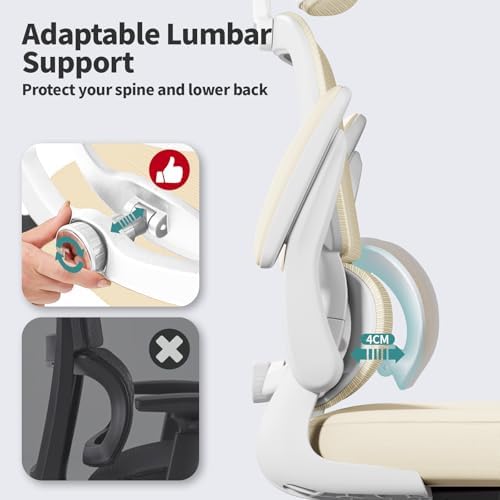 TRALT Office Chair Ergonomic Desk Chair  330 LBS Home Mesh Office Desk Chairs with Wheels  Comfortable Gaming Chair  High Back Office Chair for Long Hours  Beige 