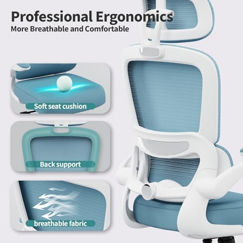 TRALT Office Chair Ergonomic Desk Chair  330 LBS Home Mesh Office Desk Chairs with Wheels  Comfortable Gaming Chair  High Back Office Chair for Long Hours  Beige 