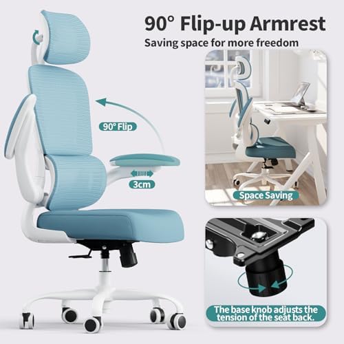 TRALT Office Chair Ergonomic Desk Chair  330 LBS Home Mesh Office Desk Chairs with Wheels  Comfortable Gaming Chair  High Back Office Chair for Long Hours  Beige 