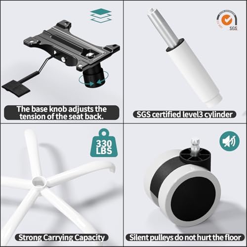 TRALT Office Chair Ergonomic Desk Chair  330 LBS Home Mesh Office Desk Chairs with Wheels  Comfortable Gaming Chair  High Back Office Chair for Long Hours  Beige 