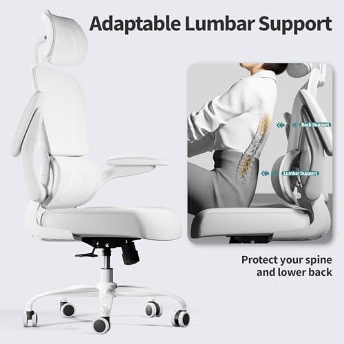 TRALT Office Chair Ergonomic Desk Chair  330 LBS Home Mesh Office Desk Chairs with Wheels  Comfortable Gaming Chair  High Back Office Chair for Long Hours  Beige 