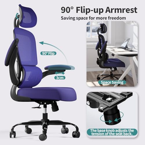 TRALT Office Chair Ergonomic Desk Chair  330 LBS Home Mesh Office Desk Chairs with Wheels  Comfortable Gaming Chair  High Back Office Chair for Long Hours  Beige 