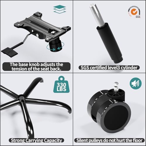 TRALT Office Chair Ergonomic Desk Chair  330 LBS Home Mesh Office Desk Chairs with Wheels  Comfortable Gaming Chair  High Back Office Chair for Long Hours  Beige 