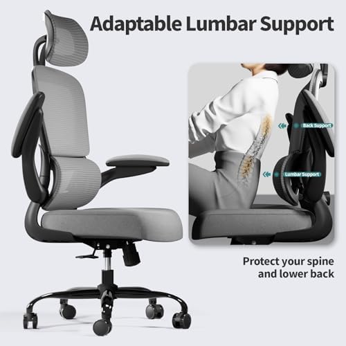 TRALT Office Chair Ergonomic Desk Chair  330 LBS Home Mesh Office Desk Chairs with Wheels  Comfortable Gaming Chair  High Back Office Chair for Long Hours  Beige 