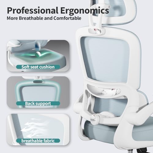 TRALT Office Chair Ergonomic Desk Chair  330 LBS Home Mesh Office Desk Chairs with Wheels  Comfortable Gaming Chair  High Back Office Chair for Long Hours  Beige 