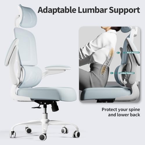 TRALT Office Chair Ergonomic Desk Chair  330 LBS Home Mesh Office Desk Chairs with Wheels  Comfortable Gaming Chair  High Back Office Chair for Long Hours  Beige 