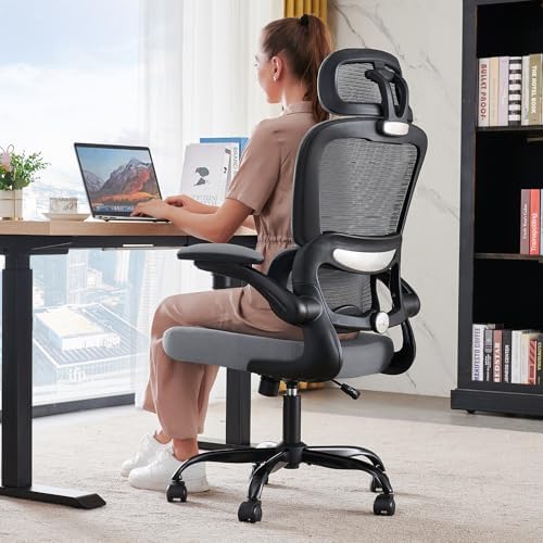 TRALT Office Chair Ergonomic Desk Chair  330 LBS Home Mesh Office Desk Chairs with Wheels  Comfortable Gaming Chair  High Back Office Chair for Long Hours  White 