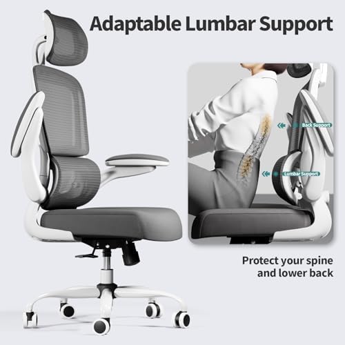 TRALT Office Chair Ergonomic Desk Chair  330 LBS Home Mesh Office Desk Chairs with Wheels  Comfortable Gaming Chair  High Back Office Chair for Long Hours  White 