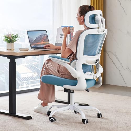 TRALT Office Chair Ergonomic Desk Chair  330 LBS Home Mesh Office Desk Chairs with Wheels  Comfortable Gaming Chair  High Back Office Chair for Long Hours  White 