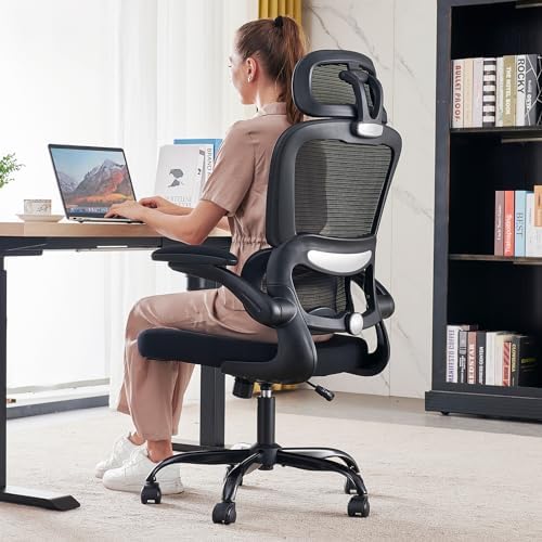 TRALT Office Chair Ergonomic Desk Chair  330 LBS Home Mesh Office Desk Chairs with Wheels  Comfortable Gaming Chair  High Back Office Chair for Long Hours  White 