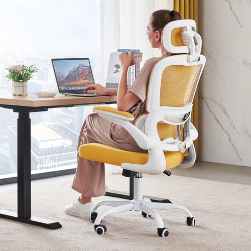TRALT Office Chair Ergonomic Desk Chair  330 LBS Home Mesh Office Desk Chairs with Wheels  Comfortable Gaming Chairs  White 