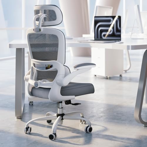 TRALT Office Chair Ergonomic Desk Chair  330 LBS Home Mesh Office Desk Chairs with Wheels  Comfortable Gaming Chairs  White 