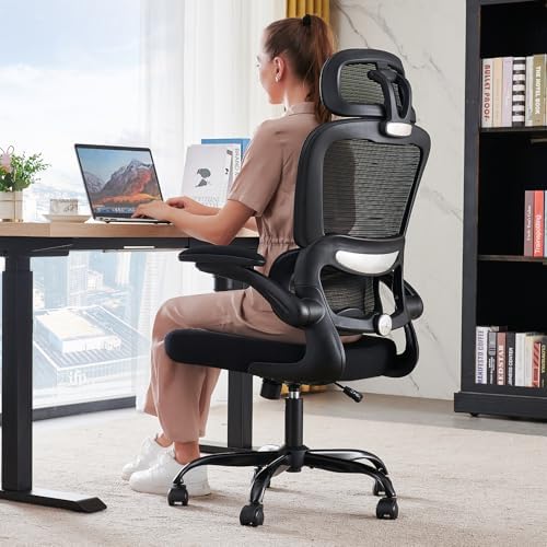 TRALT Office Chair Ergonomic Desk Chair  330 LBS Home Mesh Office Desk Chairs with Wheels  Comfortable Gaming Chairs  White 