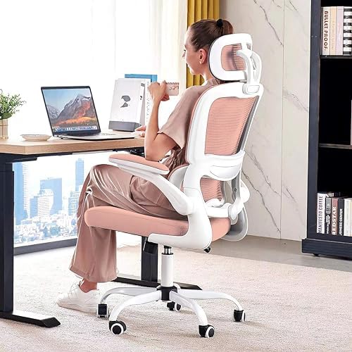 TRALT Office Chair Ergonomic Desk Chair  330 LBS Home Mesh Office Desk Chairs with Wheels  Comfortable Gaming Chairs  White 