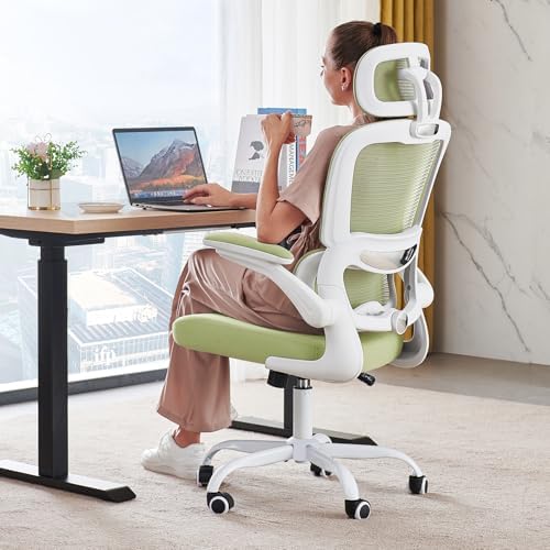 TRALT Office Chair Ergonomic Desk Chair  330 LBS Home Mesh Office Desk Chairs with Wheels  Comfortable Gaming Chairs  White 