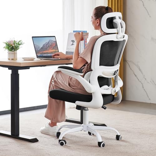 TRALT Office Chair Ergonomic Desk Chair  330 LBS Home Mesh Office Desk Chairs with Wheels  Comfortable Gaming Chairs  White 