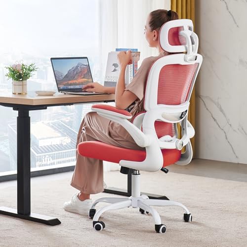 TRALT Office Chair Ergonomic Desk Chair  330 LBS Home Mesh Office Desk Chairs with Wheels  Comfortable Gaming Chairs  White 