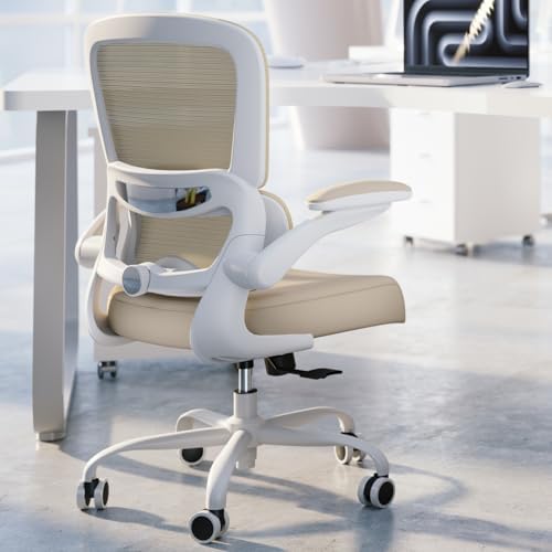 TRALT Office Chair Ergonomic Desk Chair  330 LBS Home Mesh Office Desk Chairs with Wheels  Comfortable Gaming Chair  High Back Office Chair for Long Hours  Beige 
