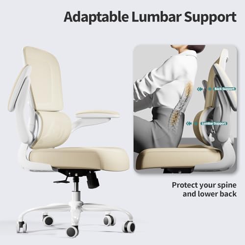 TRALT Office Chair Ergonomic Desk Chair  330 LBS Home Mesh Office Desk Chairs with Wheels  Comfortable Gaming Chair  High Back Office Chair for Long Hours  Beige 