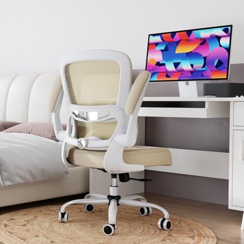 TRALT Office Chair Ergonomic Desk Chair  330 LBS Home Mesh Office Desk Chairs with Wheels  Comfortable Gaming Chair  High Back Office Chair for Long Hours  Beige 