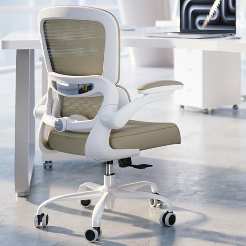 TRALT Office Chair Ergonomic Desk Chair  330 LBS Home Mesh Office Desk Chairs with Wheels  Comfortable Gaming Chair  High Back Office Chair for Long Hours  Beige 