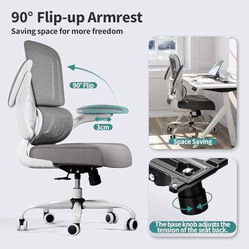 TRALT Office Chair   Ergonomic Desk Chair with Adjustable Lumbar Support  Mesh Computer Chair  Executive Chairs for Home Office Comfortable Lumbar Support  White 