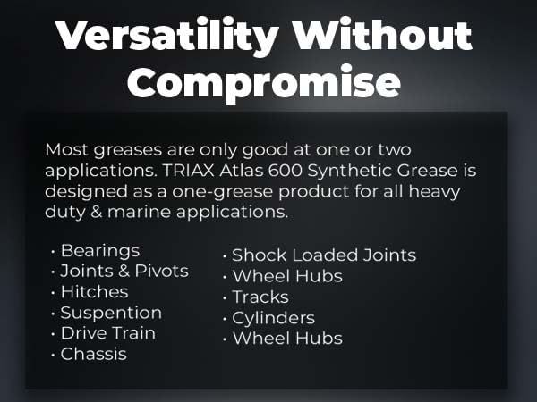 TRIAX Atlas 600   Full Synthetic Grease   Ultra Duty   All 5th Wheel  Bearings  Joints  Pivots  Bolts   Super Adhesive   Marine   Wide Temp Range  40 F to 450 F   14 oz Tube  Pack of 10 