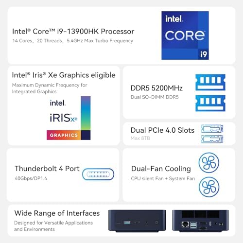 TRIGKEY Key i13 Mini PC  13th Gen Intel Core i9 13900HK  14C/20T  up to 5 4GHz   32GB DDR5 RAM 1TB PCle4 0 SSD  Mini Computers Support Triple Display HDMl DP 1 4 Thunderbolt 4  WiFi6 BT5 2 2 5G LAN
