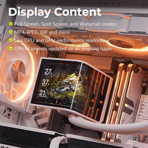 TRYX PANORAMA SE 360 ARGB Blanco 360mm AIO Giratoria Pantalla Curva AMOLED de 6.67'' Efecto Anamorfo 3D Personalizable Enfriador AIO 360mm Blanco Asetek Adela 280w TDP Intel LGA 1851/1700/1200/115X