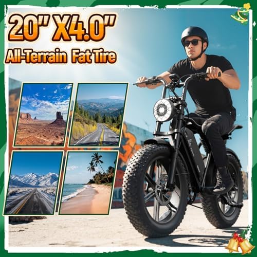 TST Electric Bike for Adults  1500W Peak Motor 28 MPH 60/100 Miles Fat Tire Ebike with 48V 15Ah/25Ah Removable Battery 20 Electric Dirt Bike Hydraulic Suspension and 7 Speed