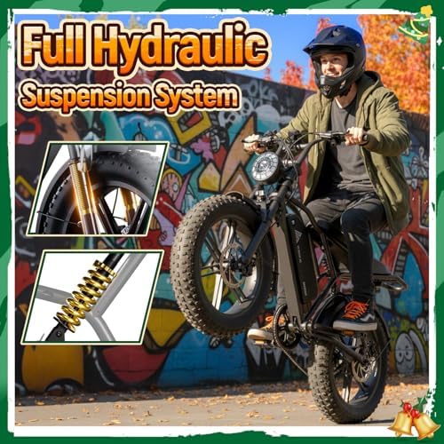 TST Electric Bike for Adults  1500W Peak Motor 28 MPH 60/100 Miles Fat Tire Ebike with 48V 15Ah/25Ah Removable Battery 20 Electric Dirt Bike Hydraulic Suspension and 7 Speed