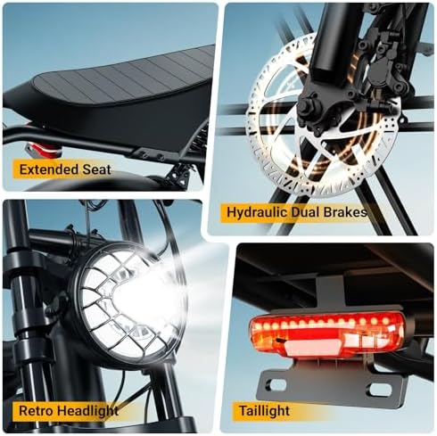 TST Electric Bike for Adults  1500W Peak Motor 28 MPH 60/100 Miles Fat Tire Ebike with 48V 15Ah/25Ah Removable Battery 20 Electric Dirt Bike Hydraulic Suspension and 7 Speed