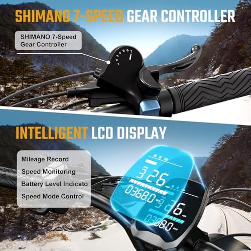 TST Electric Bike for Adults  1500W Peak Motor 28 MPH 60/100 Miles Fat Tire Ebike with 48V 15Ah/25Ah Removable Battery 20 Electric Dirt Bike Hydraulic Suspension and 7 Speed