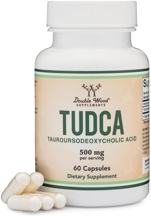 TUDCA Bile Salts Liver Support Supplement  500mg Servings  Liver and Gallbladder Cleanse Supplement  60 Capsules  250mg  Genuine Bile Acid TUDCA with Strong Bitter Taste by Double Wood