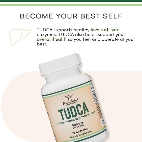 TUDCA Bile Salts Liver Support Supplement  500mg Servings  Liver and Gallbladder Cleanse Supplement  60 Capsules  250mg  Genuine Bile Acid TUDCA with Strong Bitter Taste by Double Wood