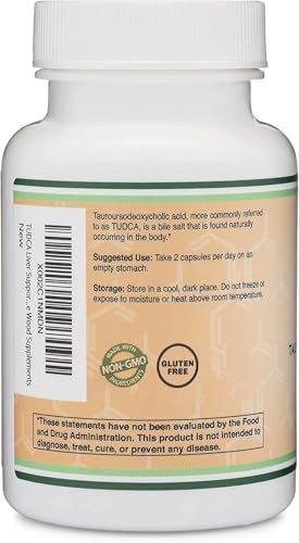 TUDCA Bile Salts Liver Support Supplement  500mg Servings  Liver and Gallbladder Cleanse Supplement  60 Capsules  250mg  Genuine Bile Acid TUDCA with Strong Bitter Taste by Double Wood