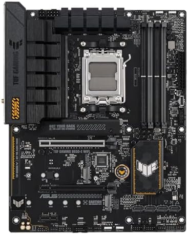 TUF Gaming B650 E WiFi AMD B650 AM5 ATX Motherboard  DDR5  8 2 teamed Power Stages  PCIe 5 0  a PCIe 5 0 M 2 Slot  Realtek 2 5 Gb Ethernet  Wi Fi 6E  HDMI  DisplayPort Fan Xper4 with AI Cooling II