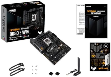 TUF Gaming B650 E WiFi AMD B650 AM5 ATX Motherboard  DDR5  8 2 teamed Power Stages  PCIe 5 0  a PCIe 5 0 M 2 Slot  Realtek 2 5 Gb Ethernet  Wi Fi 6E  HDMI  DisplayPort Fan Xper4 with AI Cooling II