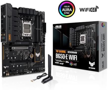 TUF Gaming B650 E WiFi AMD B650 AM5 ATX Motherboard  DDR5  8 2 teamed Power Stages  PCIe 5 0  a PCIe 5 0 M 2 Slot  Realtek 2 5 Gb Ethernet  Wi Fi 6E  HDMI  DisplayPort Fan Xper4 with AI Cooling II