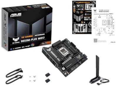 TUF Gaming B850M PLUS WIFI7 AMD B850 mATX Motherboard  14 2 1 80A DrMOS Power Stages  DDR5  PCIe 5 0  3X M 2 Slots  WiFi 7  2 5Gb Ethernet  DisplayPort  HDMI  Rear USB C 20Gbps and Front USB C 10Gbps