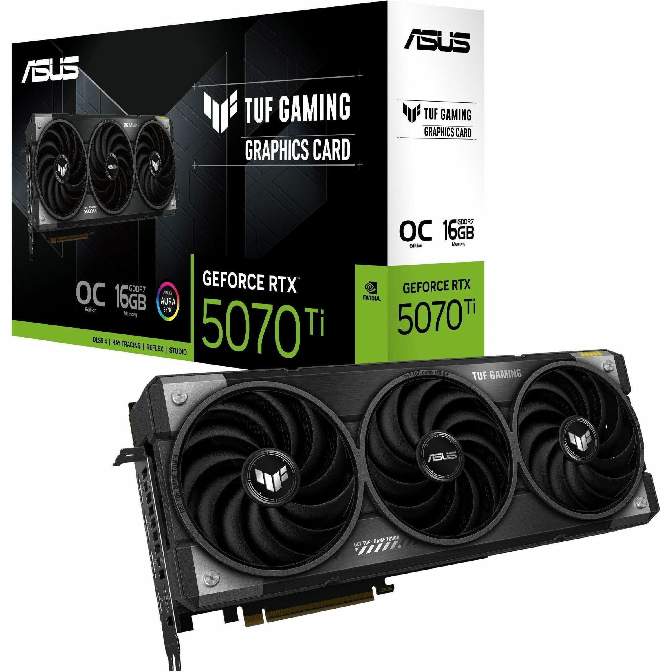 TUF NVIDIA GeForce RTX 5070 Ti Graphic Card   16 GB GDDR7   7680 x 4320   2 61 GHz Boost Clock   256 bit Bus Width   PCI Express 5 0 x16   DisplayPort   3 x DisplayPort   HDMI