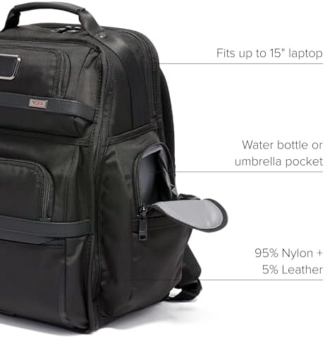 TUMI   Alpha Brief Pack   Mens Laptop Backpack with Padded Adjustable Straps   Fit up to 15 Screen   17 0 X 12 0 X 8 0   Black Leather