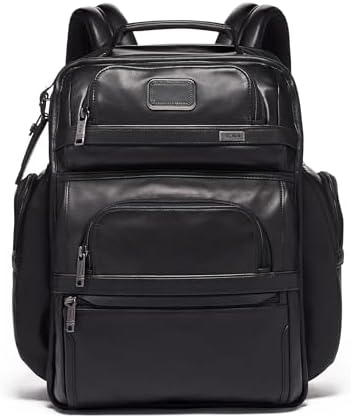 TUMI   Alpha Brief Pack   Mens Laptop Backpack with Padded Adjustable Straps   Fit up to 15 Screen   17 0 X 12 0 X 8 0   Black Leather